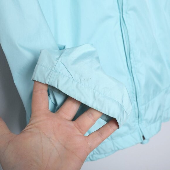 Nike Track Jacket Windbreaker Coat Light Blue Full Zip Packable Hood Fully Lined - Picture 9 of 11